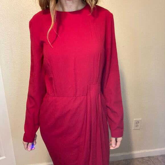 Vintage Rena Rowan for Saville Red Long Sleeve Faux Wrap Maxi Dress Size 8 - Picture 12 of 14